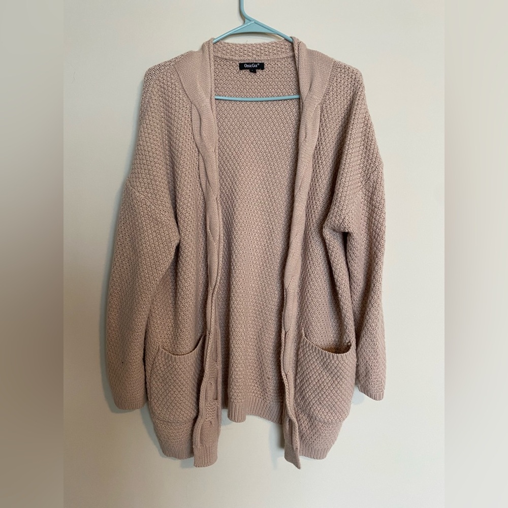 Tan OmicGot knit cardigan in size L
